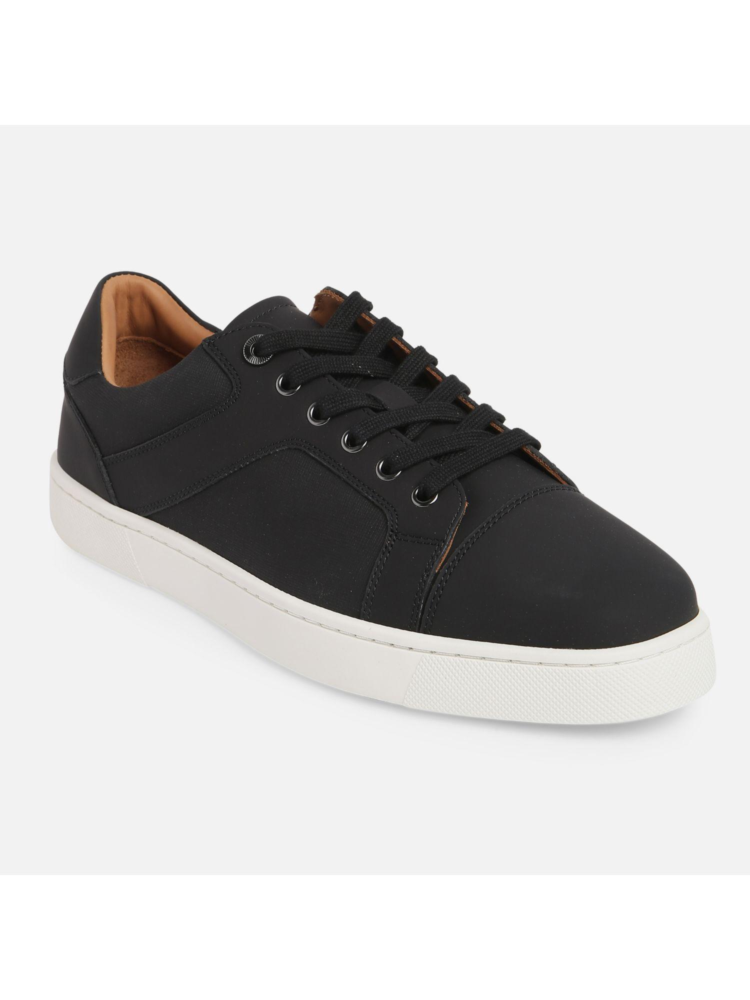 crossfield leather black solid sneakers