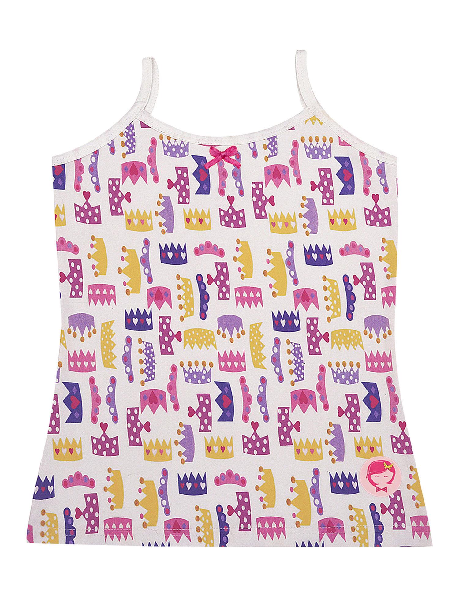 crown print camisole for girls (pack of 1)