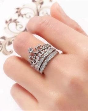 crown stackable ring with rose & teddy bear box