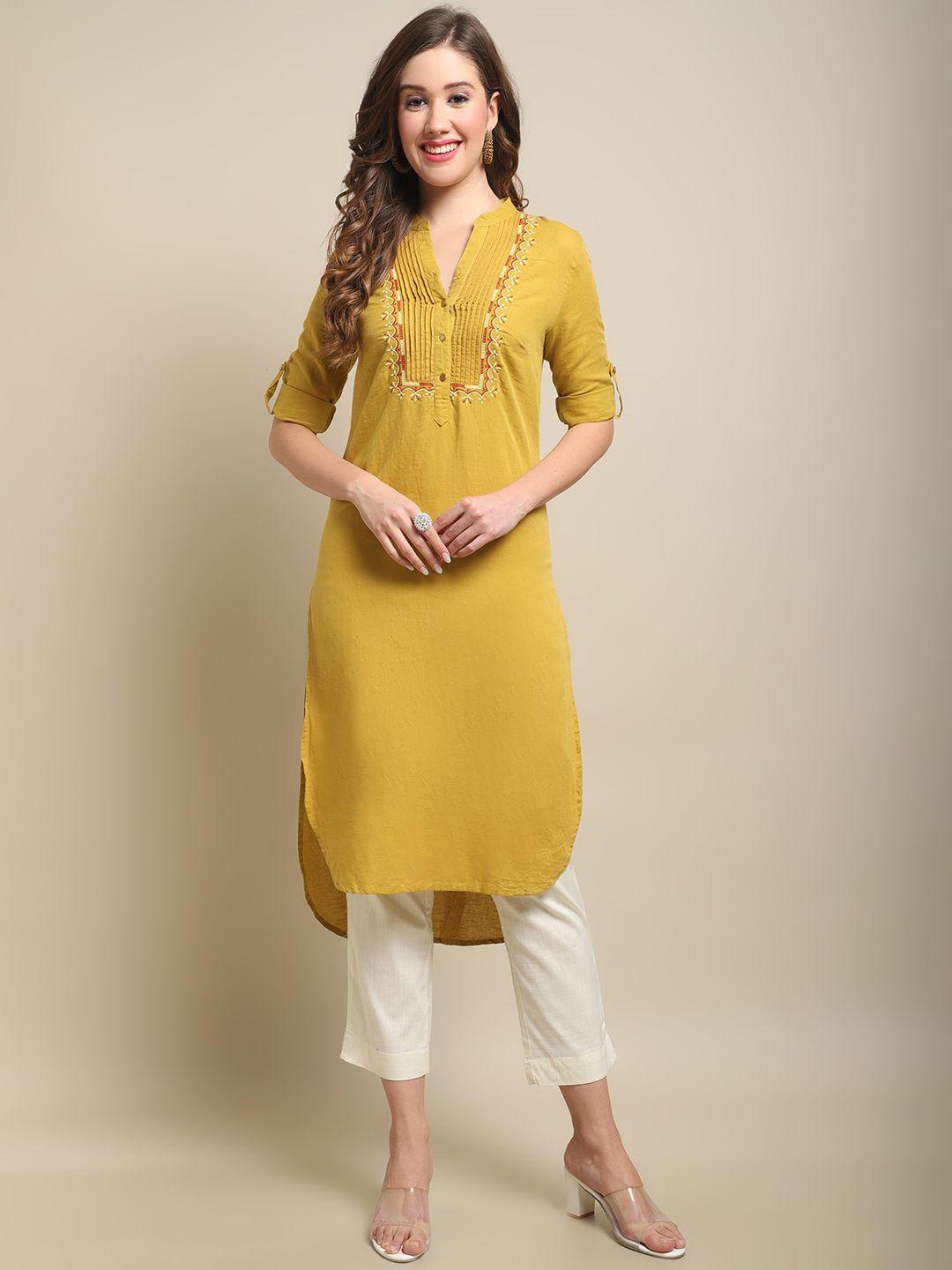 crozo by cantabil ethnic motifs embroidered curved kurta