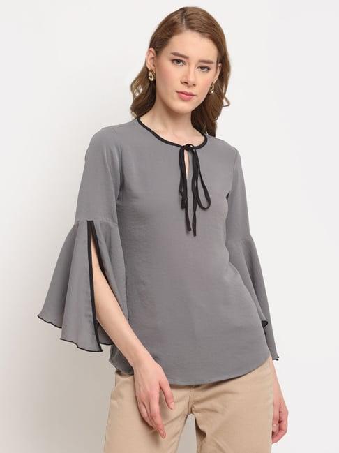 crozo by cantabil grey round neck top