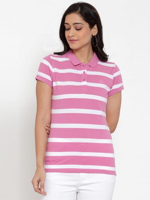 crozo by cantabil pink striped t-shirt