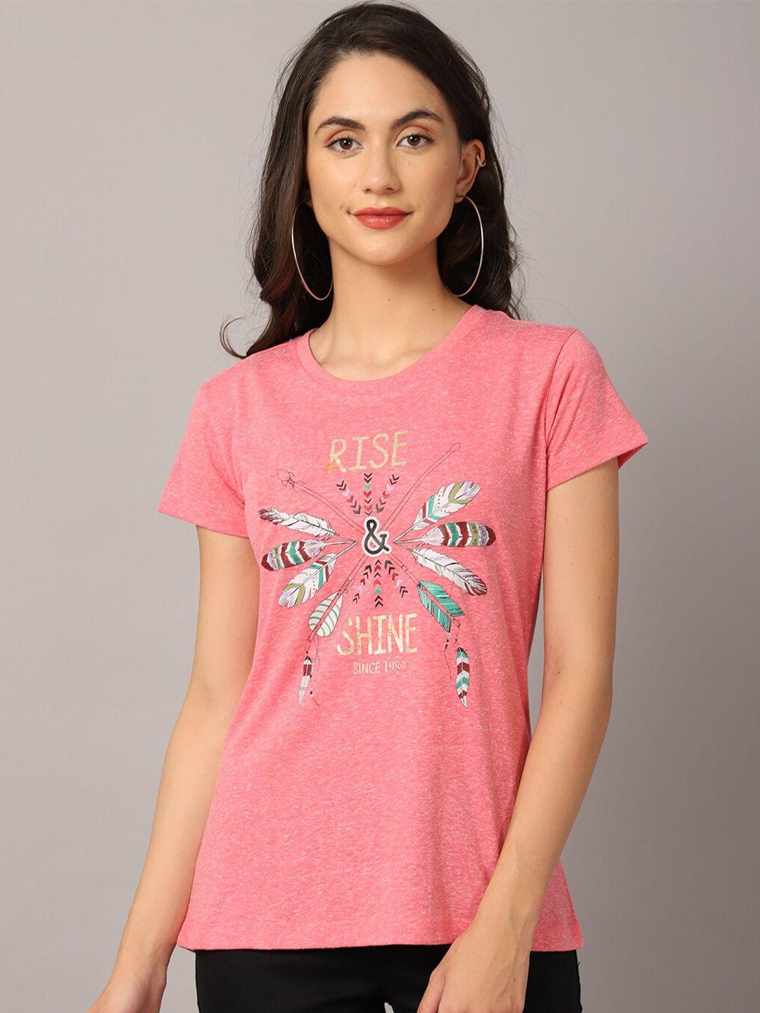 crozo by cantabil women pink floral printed t-shirt