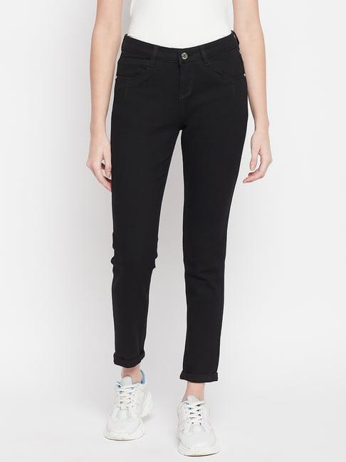 crozo by cantabil black regular fit mid rise jeans