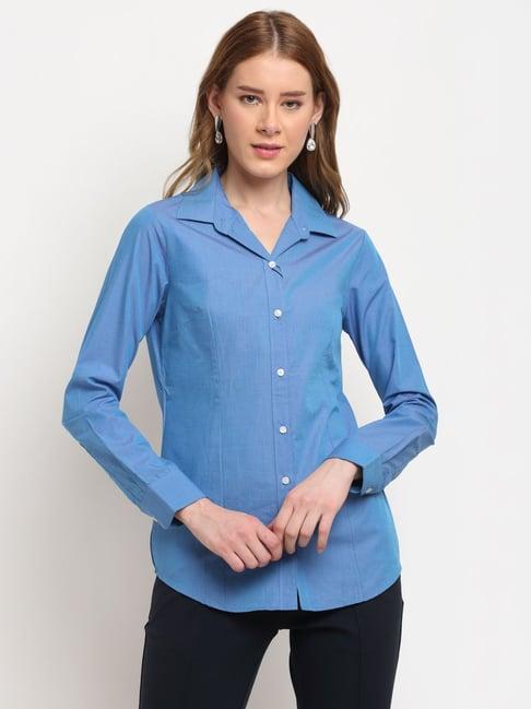 crozo by cantabil blue full sleeve shirt
