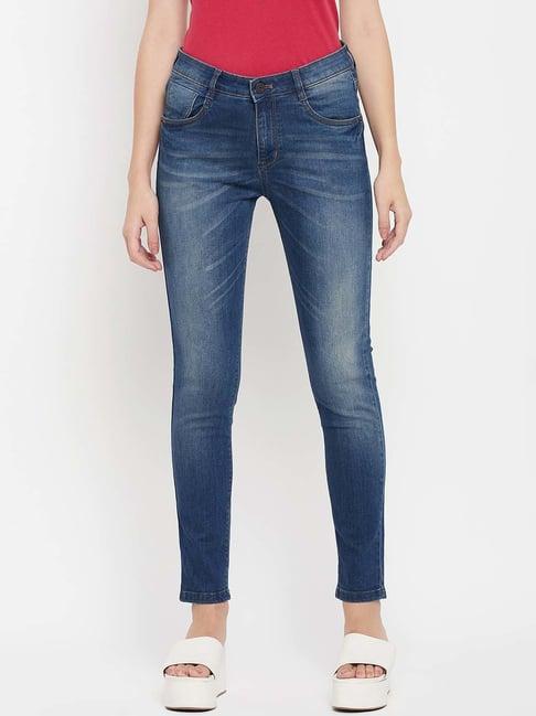 crozo by cantabil blue regular fit mid rise jeans