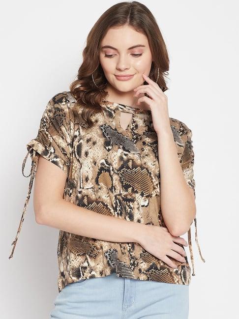 crozo by cantabil brown animal print top