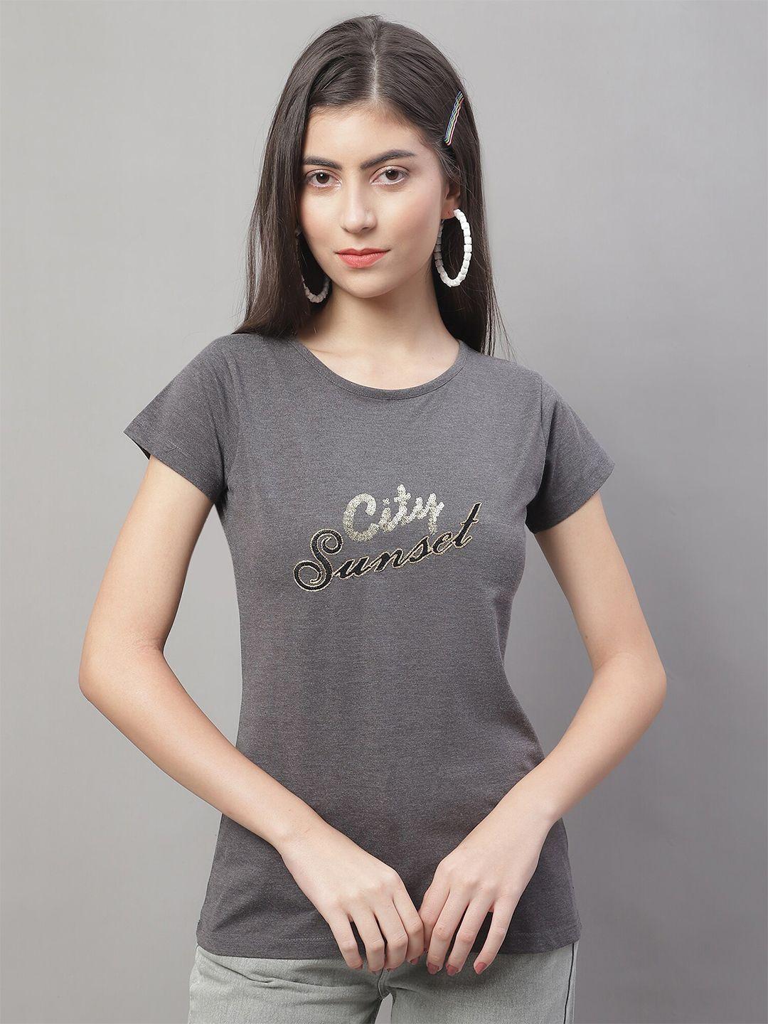 crozo by cantabil embellished typography printed t-shirt