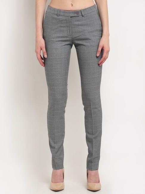 crozo by cantabil grey check trousers