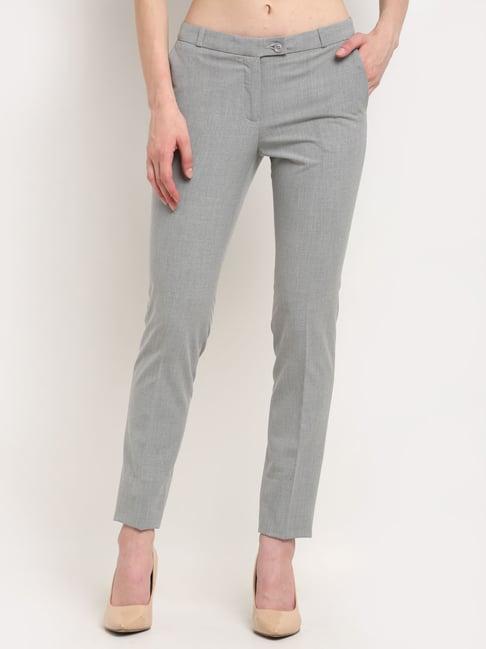 crozo by cantabil grey flat front trousers