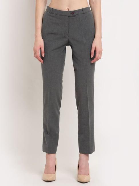 crozo by cantabil grey flat front trousers