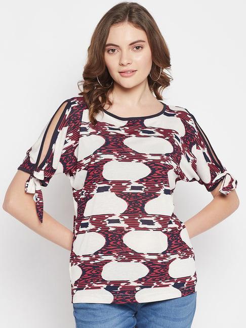 crozo by cantabil maroon printed top