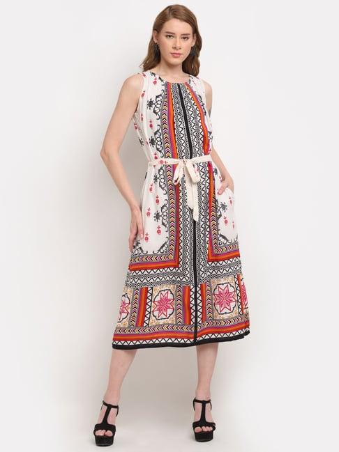 crozo by cantabil multicolor printed a-line dress