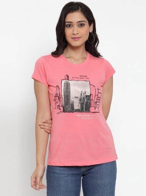 crozo by cantabil pink printed t-shirt
