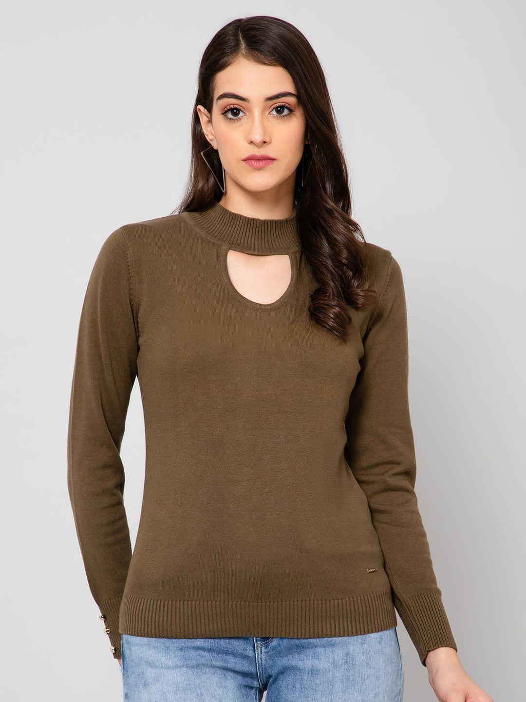 crozo by cantabil ribbed hem full sleeved wool pullover