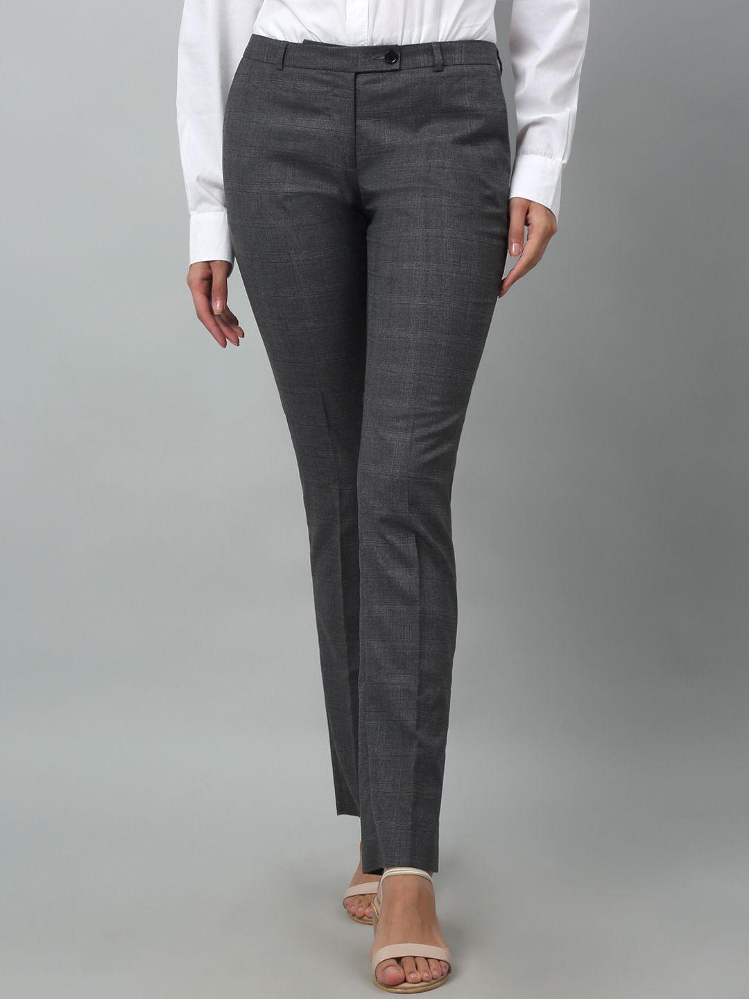 crozo by cantabil women checked formal trousers