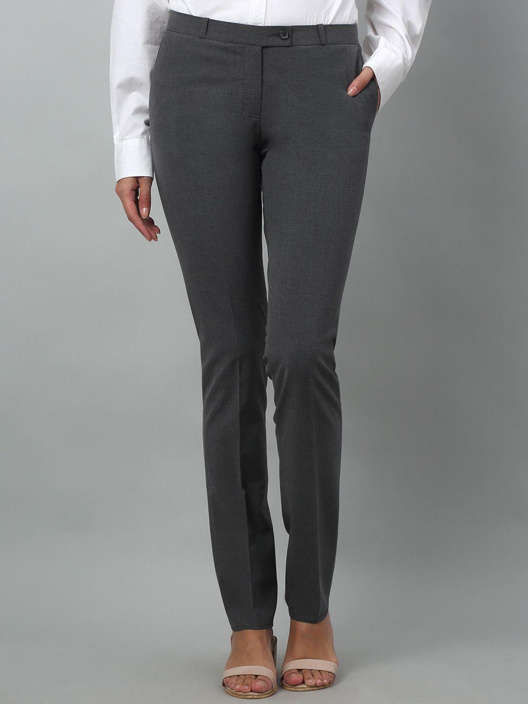 crozo by cantabil women regular fit lycra formal trousers
