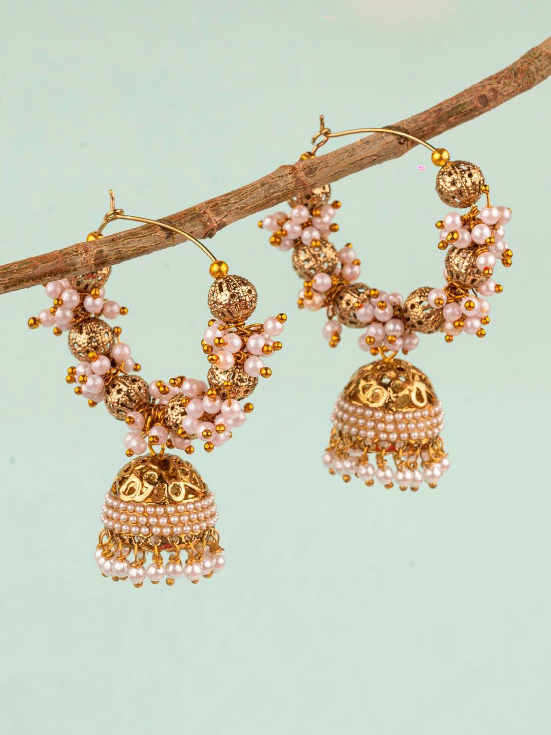 crunchy fashion gold-plated circular jhumkas earrings