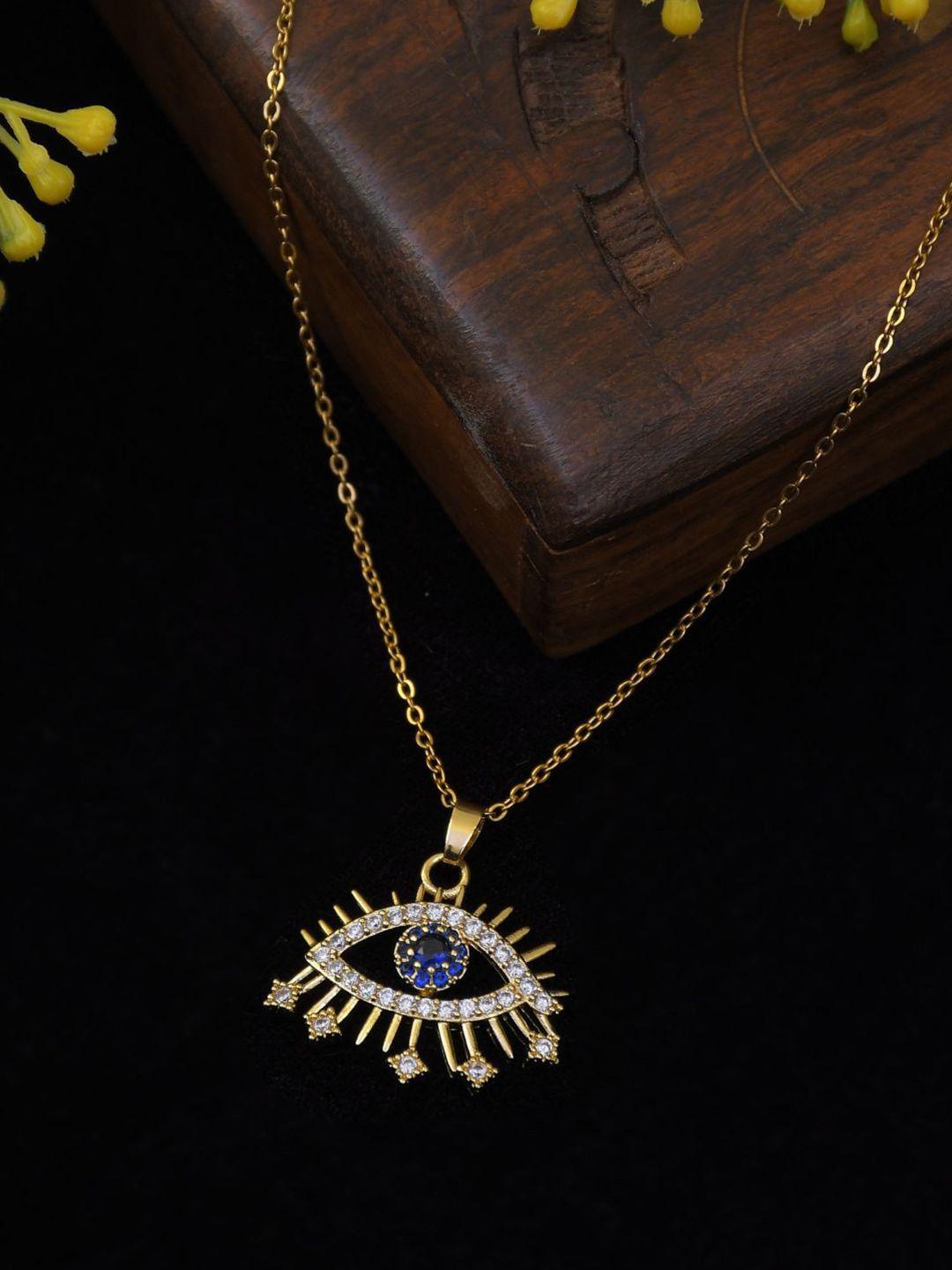 crunchy fashion gold-plated stone-studded pendant with chain