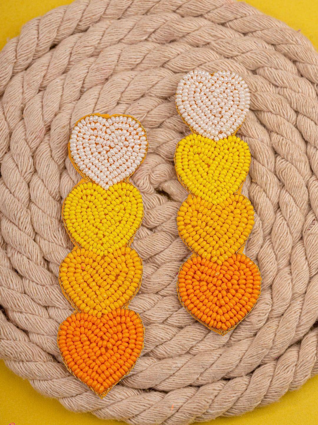 crunchy fashion artificial beads beaded heart shaped drop earrings