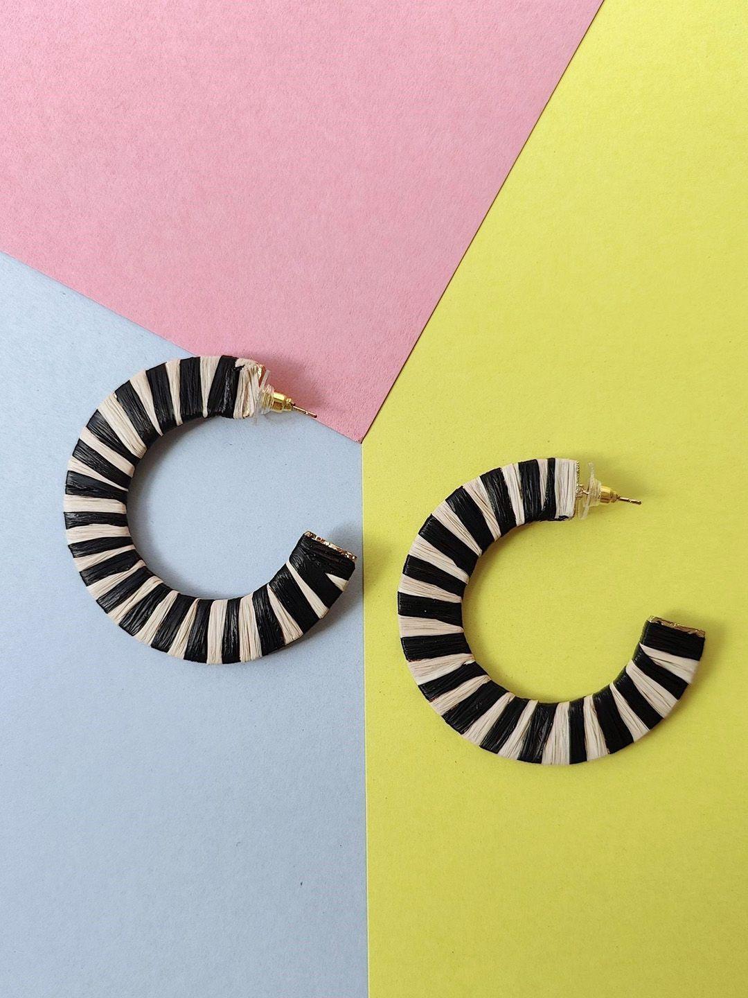 crunchy fashion black contemporary half hoop earrings