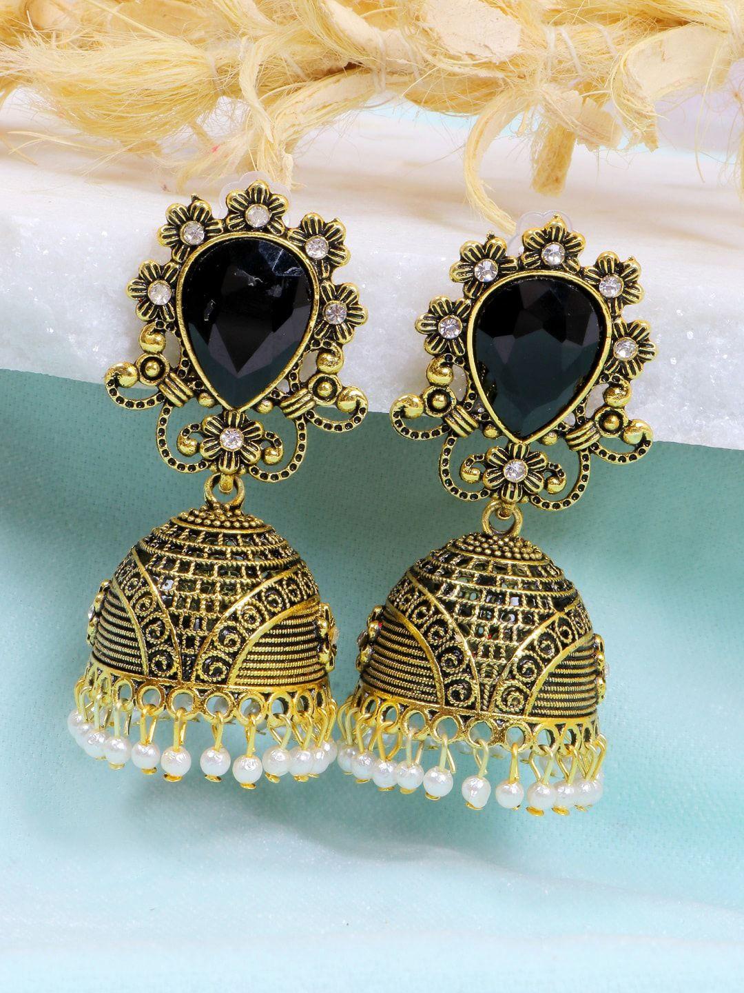 crunchy fashion black contemporary jhumkas earrings