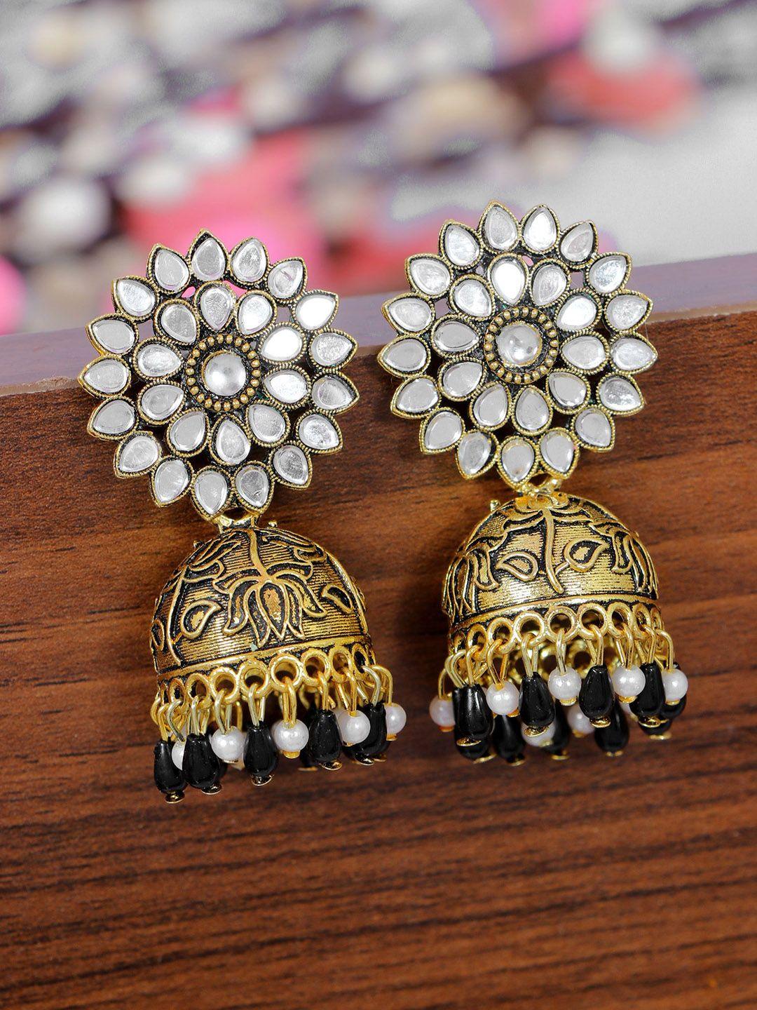 crunchy fashion black dome shaped jhumkas earrings