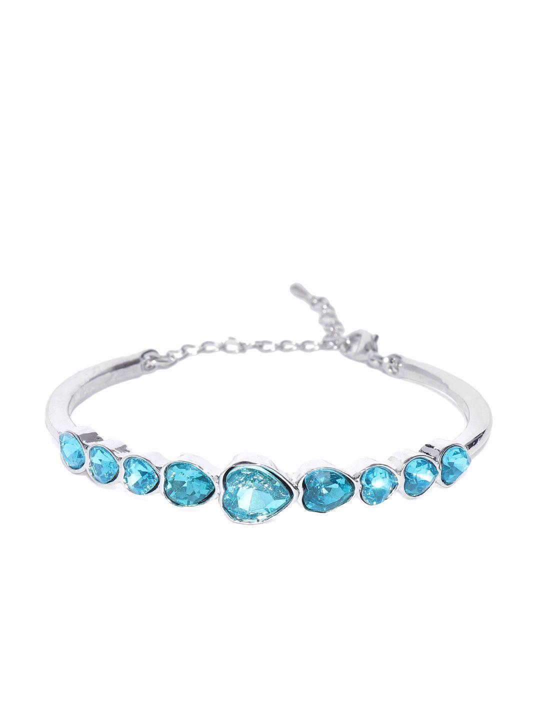 crunchy fashion blue & silver-toned stone-studded bracelet