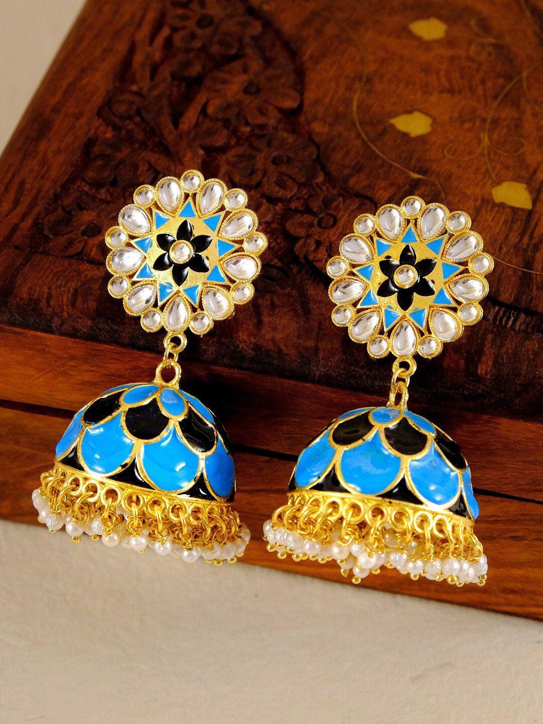 crunchy fashion blue contemporary jhumkas earrings