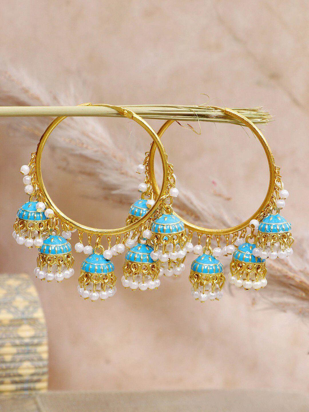 crunchy fashion blue gold-plated hoop earrings