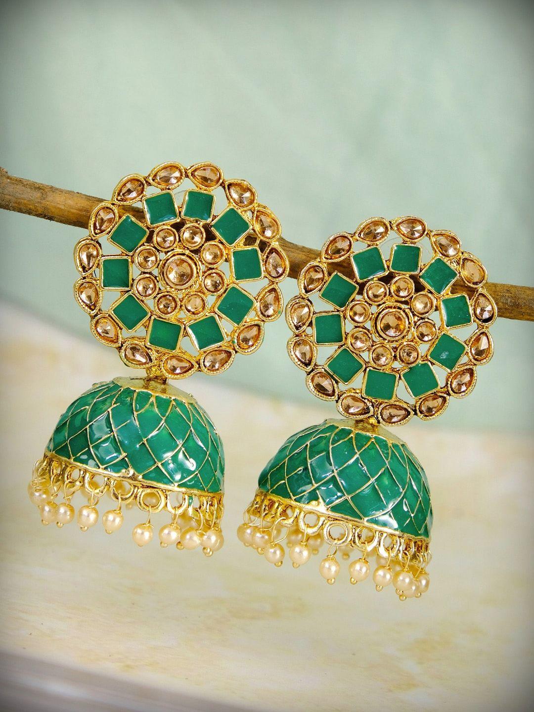 crunchy fashion gold contemporary jhumkas earrings