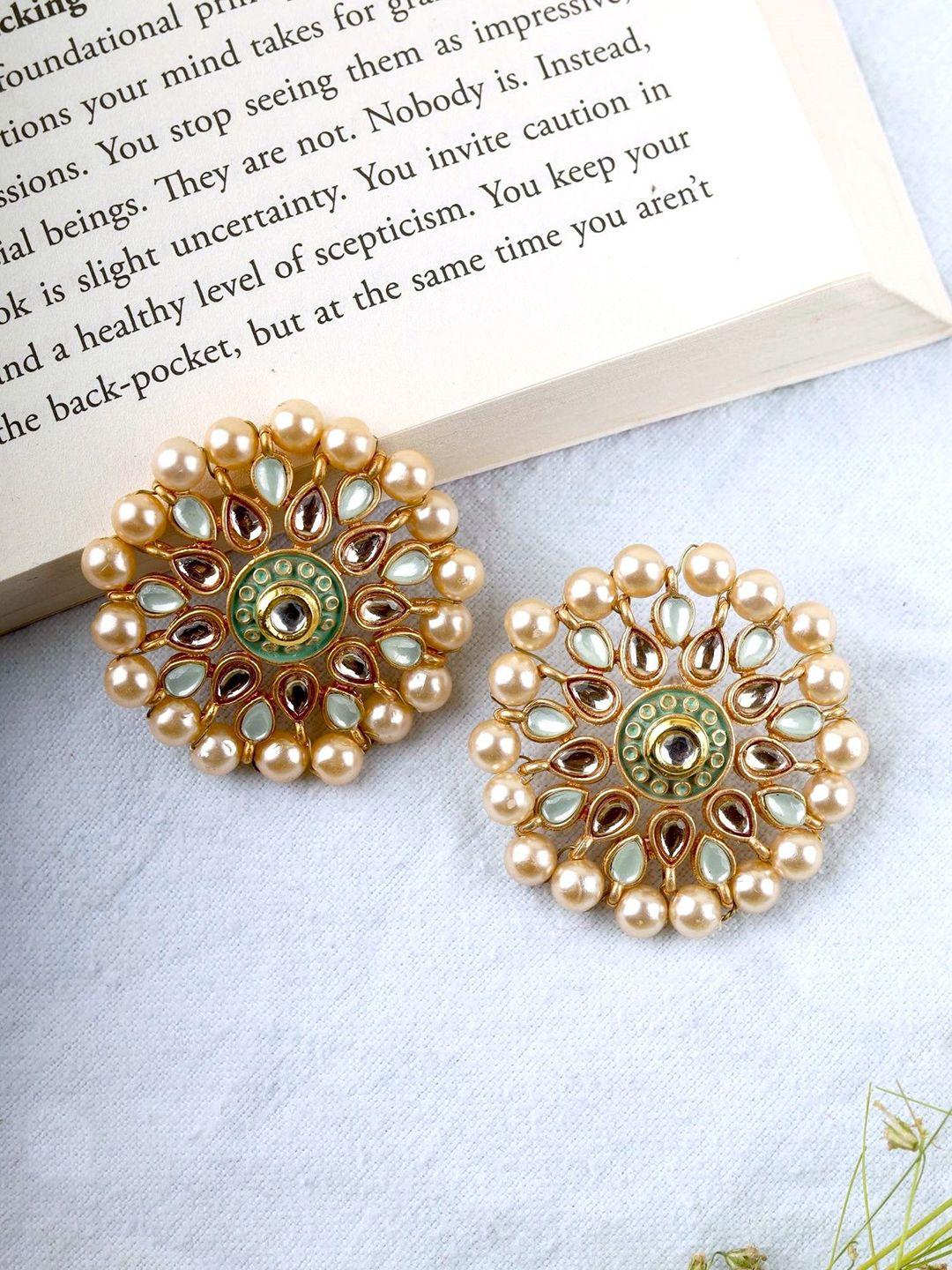 crunchy fashion gold plated circular studs earrings