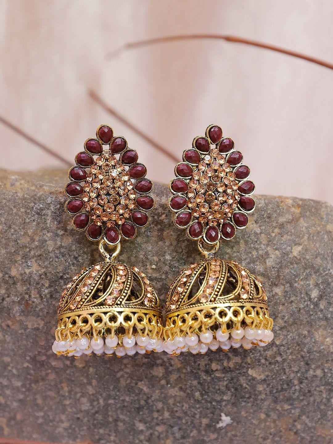 crunchy fashion gold-plated dome shaped jhumkas earrings