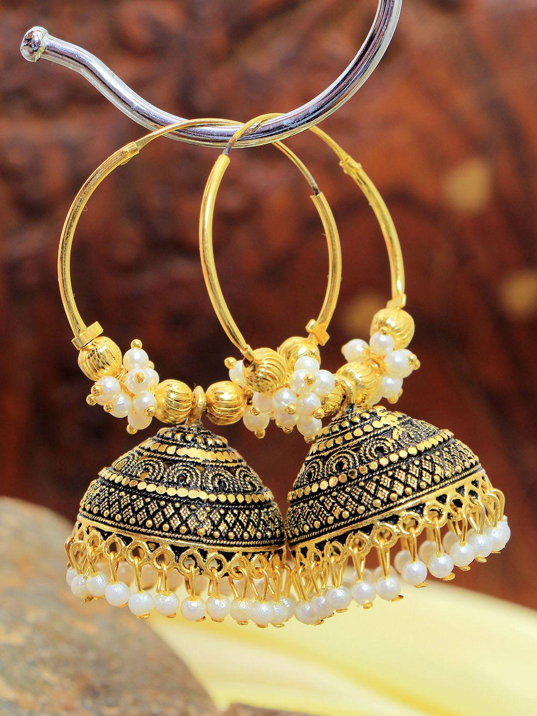 crunchy fashion gold plated dome shaped jhumkas earrings