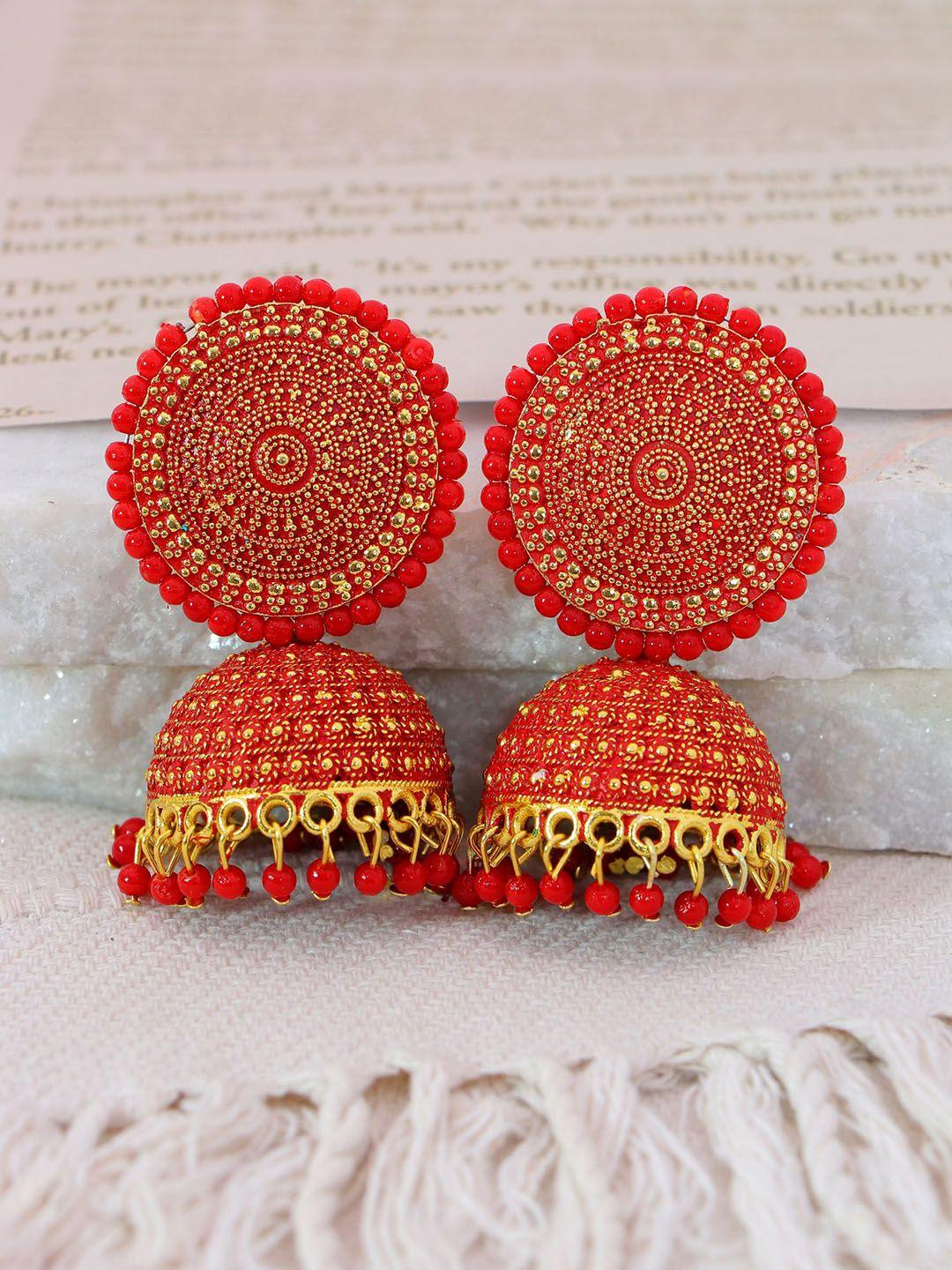 crunchy fashion gold plated dome shaped jhumkas earrings