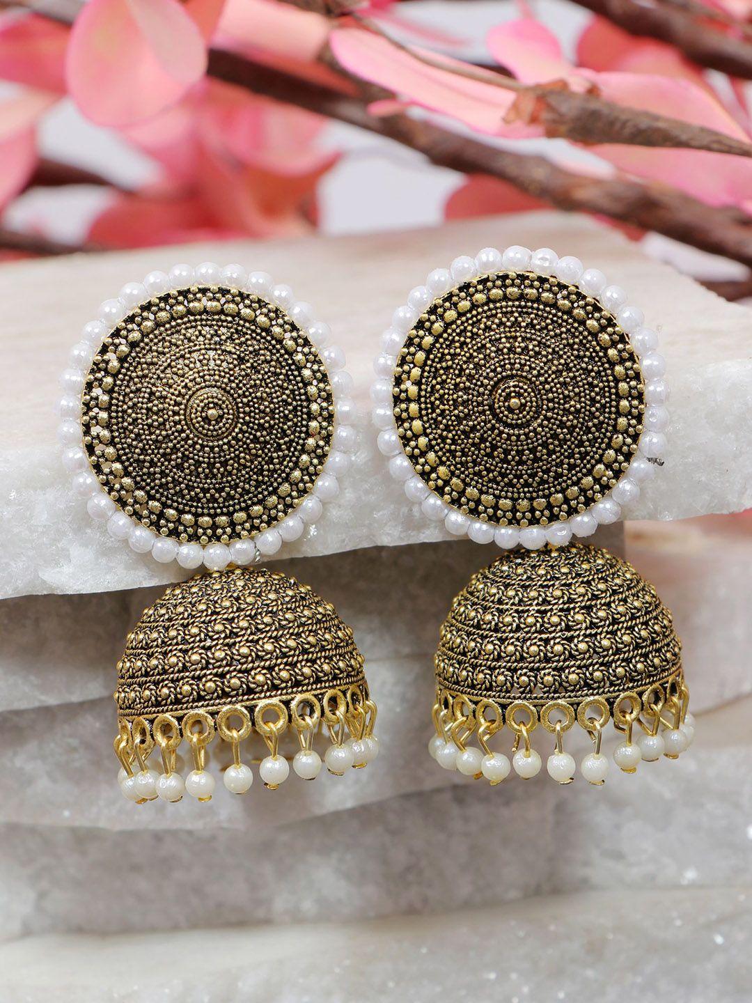 crunchy fashion gold plated dome shaped jhumkas earrings