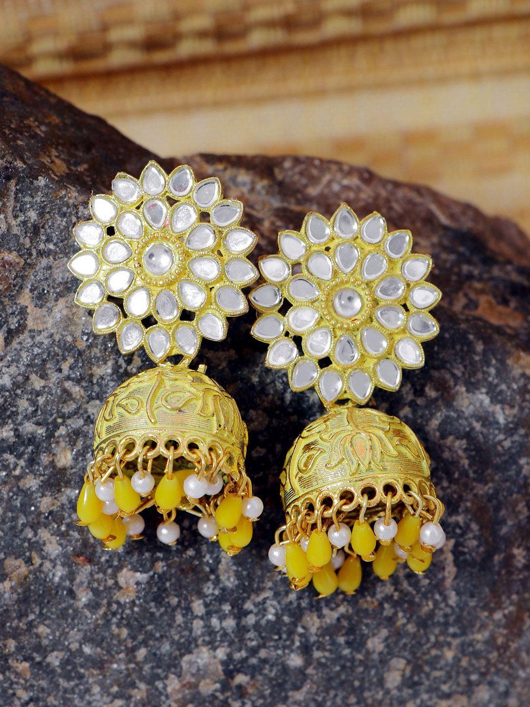 crunchy fashion gold plated dome shaped jhumkas earrings