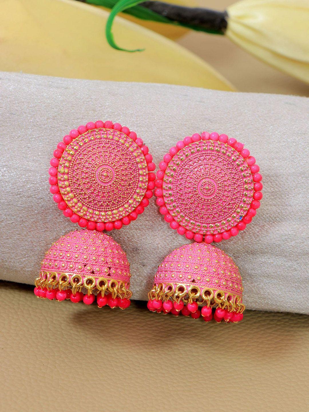 crunchy fashion gold-plated dome shaped pearl jhumkas