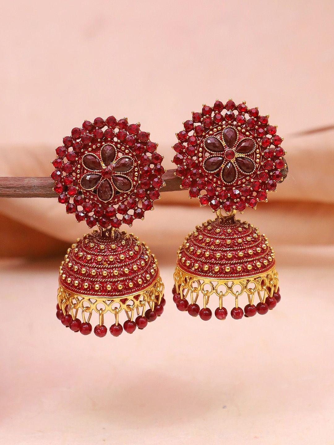 crunchy fashion gold-plated floral jhumkas earrings