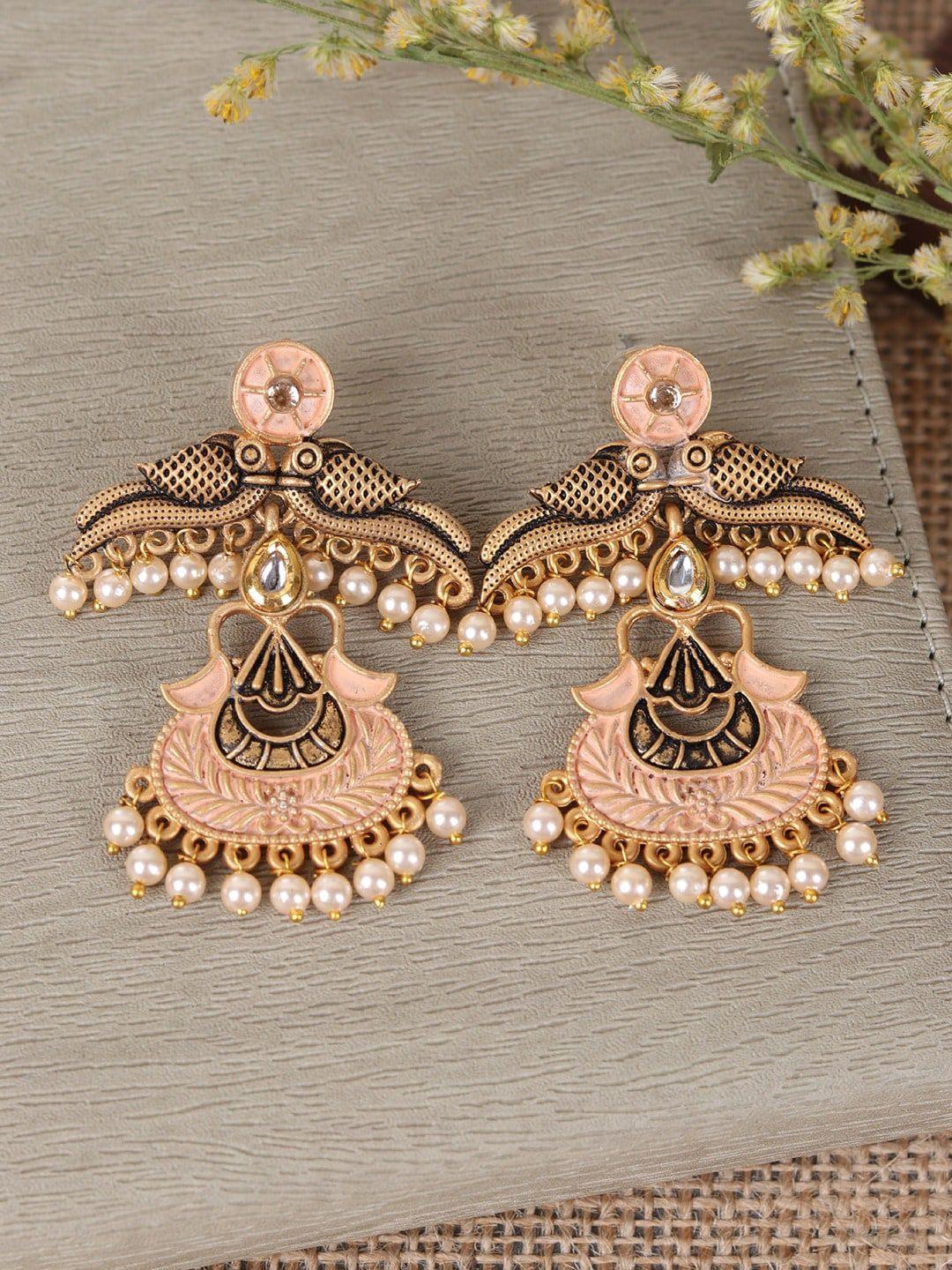 crunchy fashion gold-plated peacock shaped drop earrings