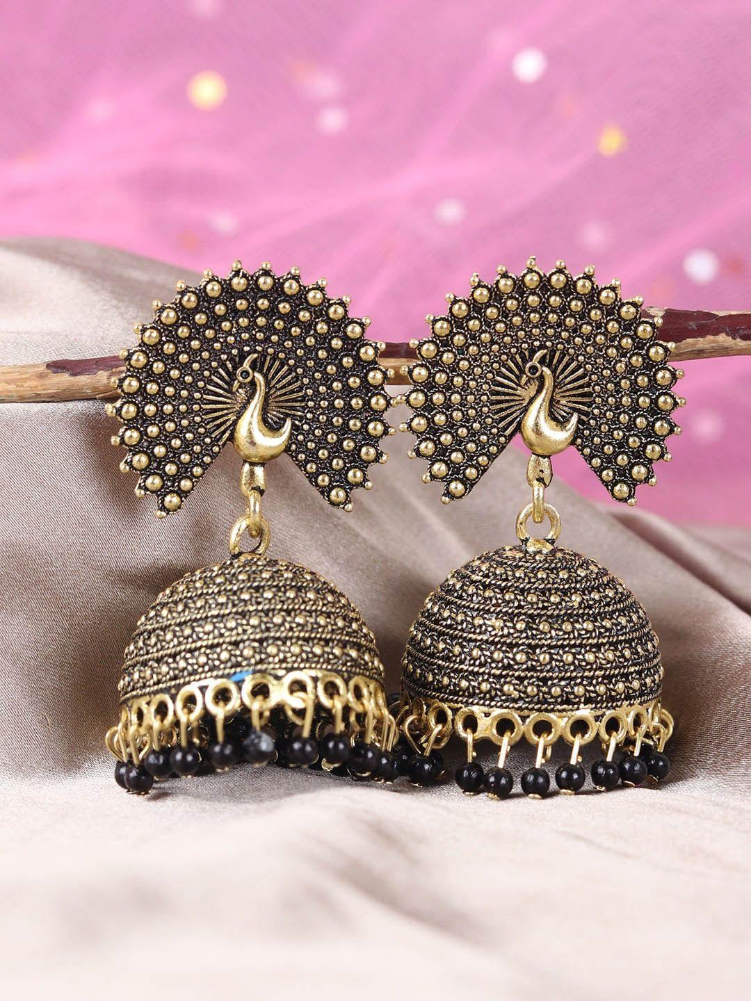 crunchy fashion gold-plated peacock shaped jhumkas