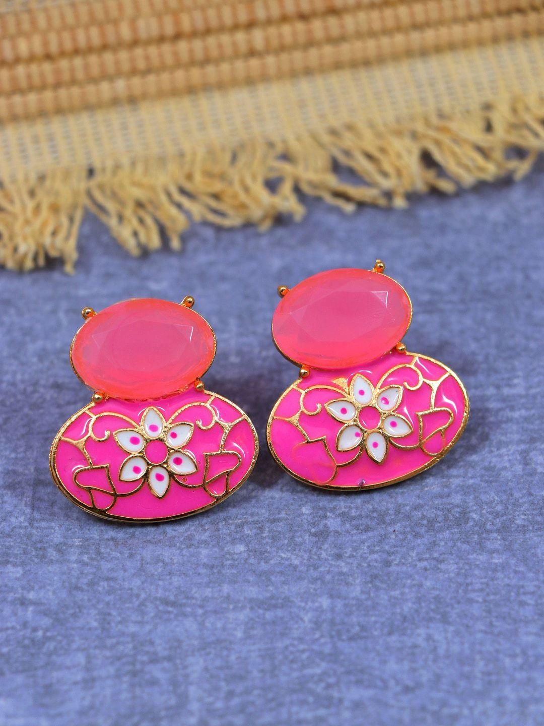 crunchy fashion gold-plated pink contemporary studs