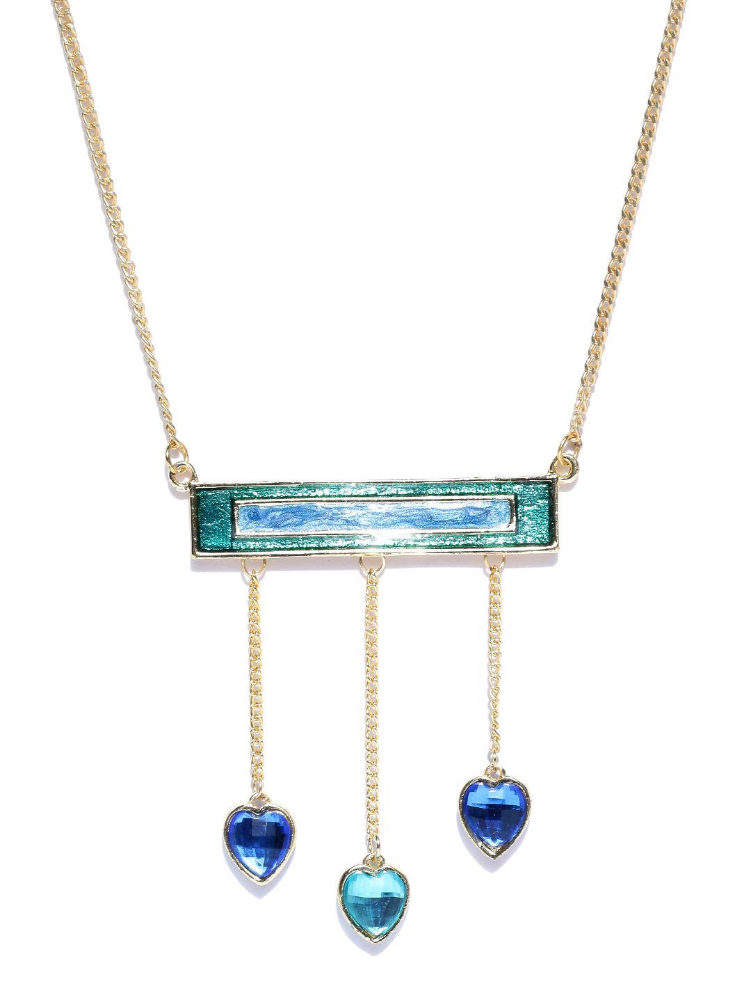 crunchy fashion gold-toned & blue enamelled necklace