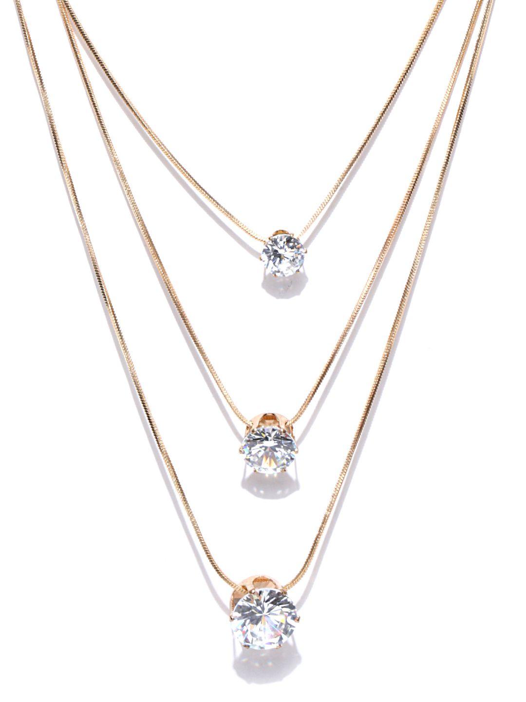 crunchy fashion gold-toned stone-studded layered necklace