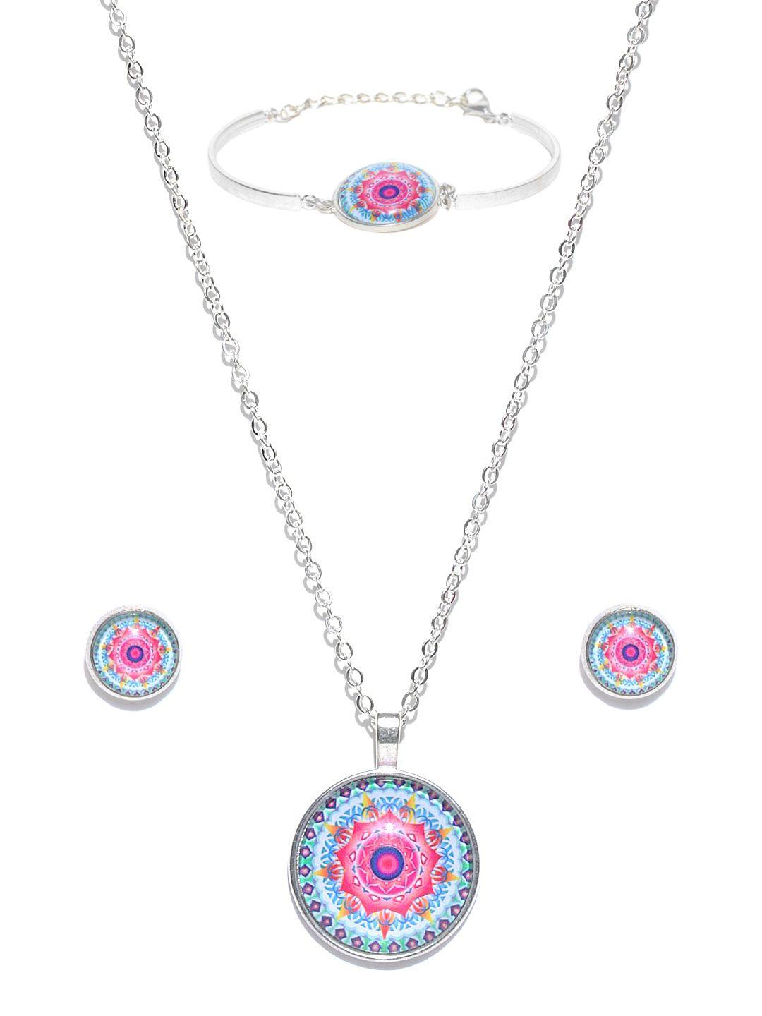 crunchy fashion multicoloured 3d print jewellery set