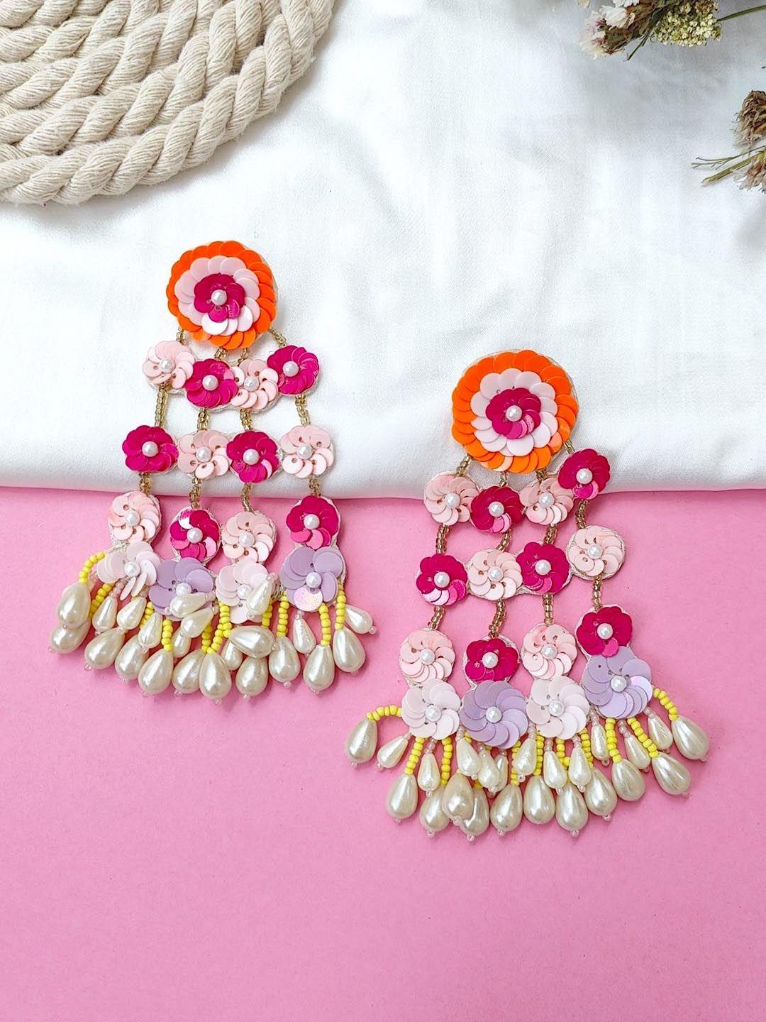 crunchy fashion multicoloured floral jhumkas earrings