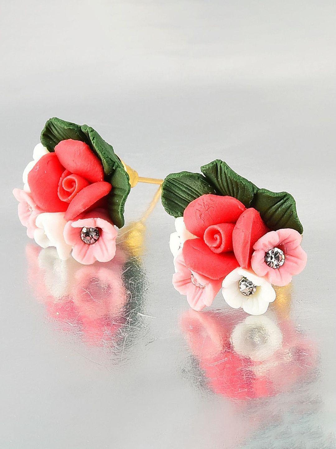 crunchy fashion multicoloured floral studs earrings