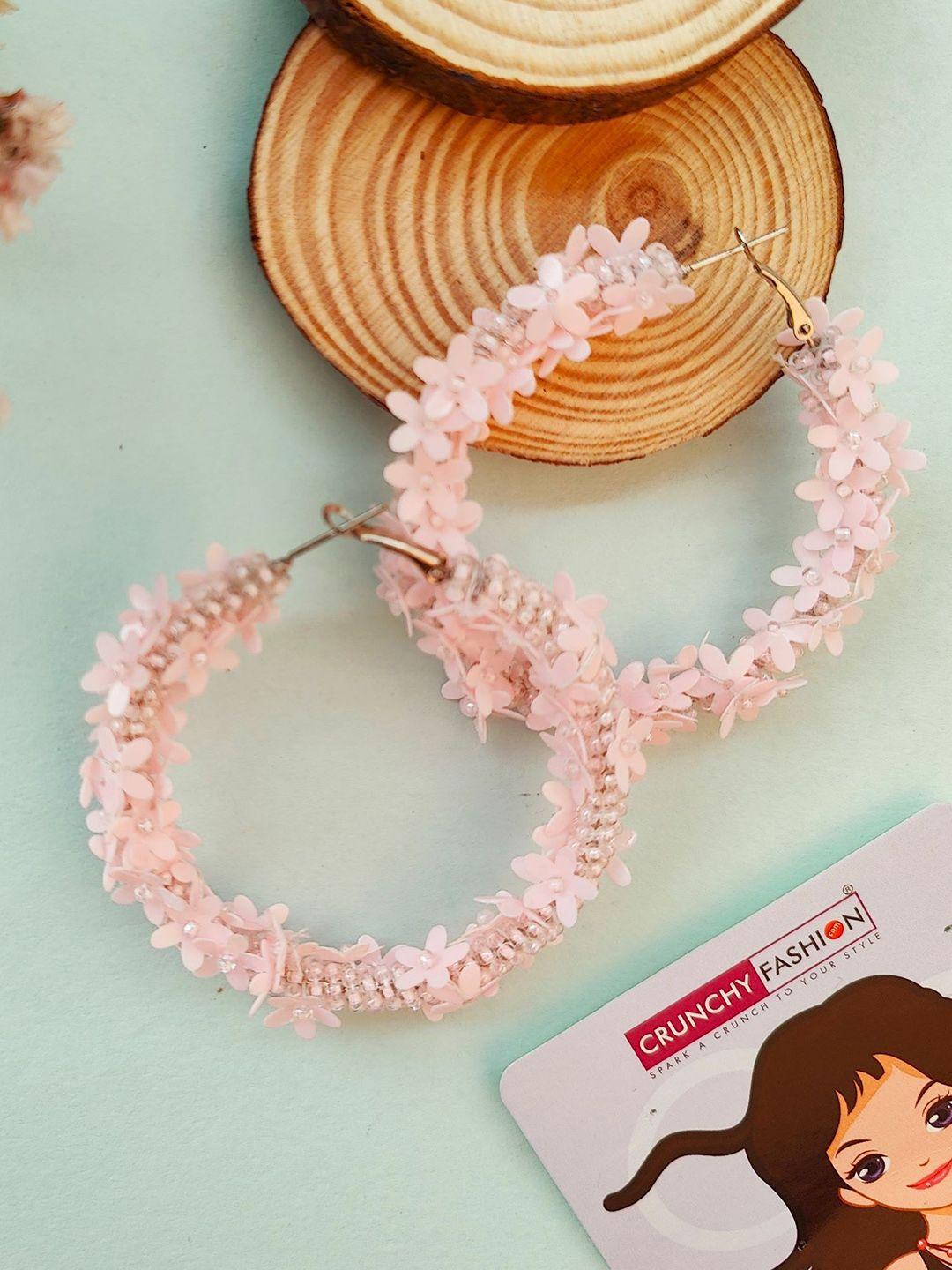 crunchy fashion pink circular half hoop earrings