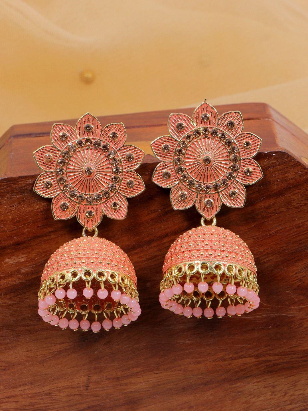 crunchy fashion pink contemporary jhumkas earrings