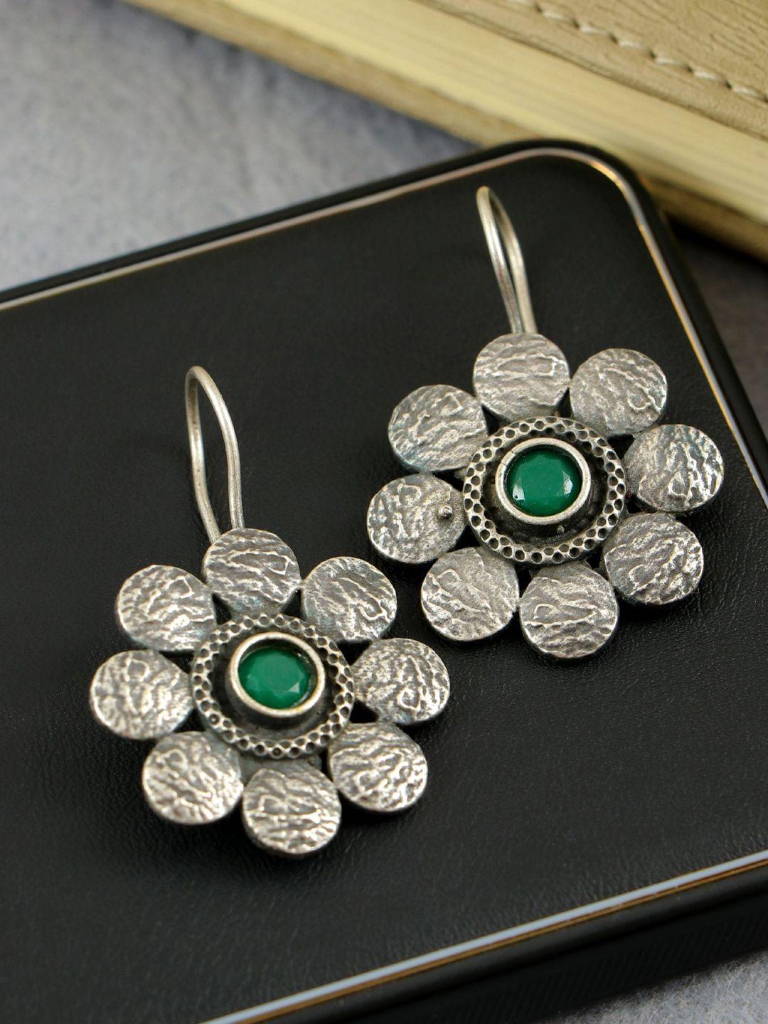 crunchy fashion silver-plated floral drop earrings